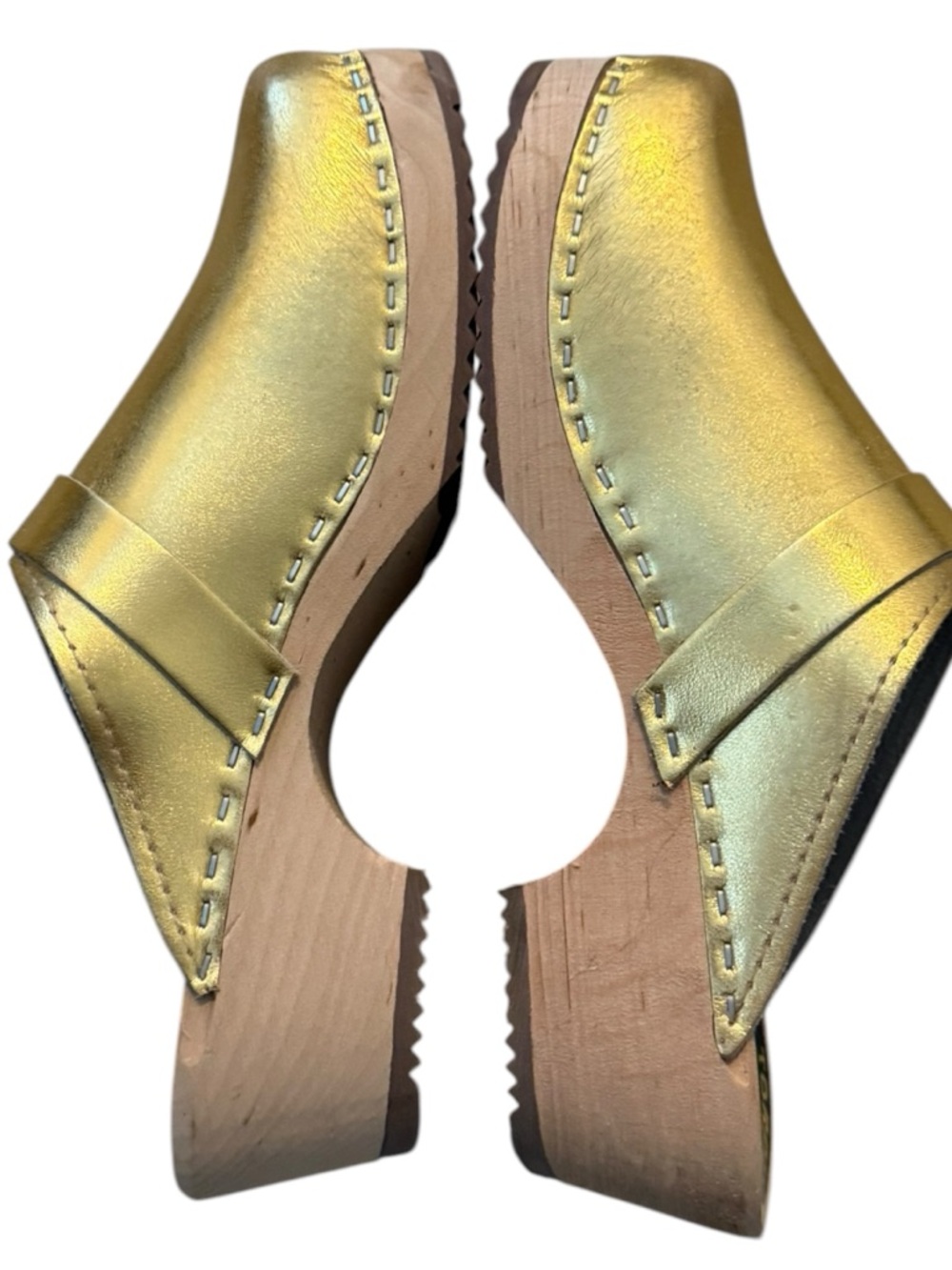 Torpatoffeln Swedish Gold Metallic Leather Slip-On Clogs. EU 37. - Picture 5 of 11